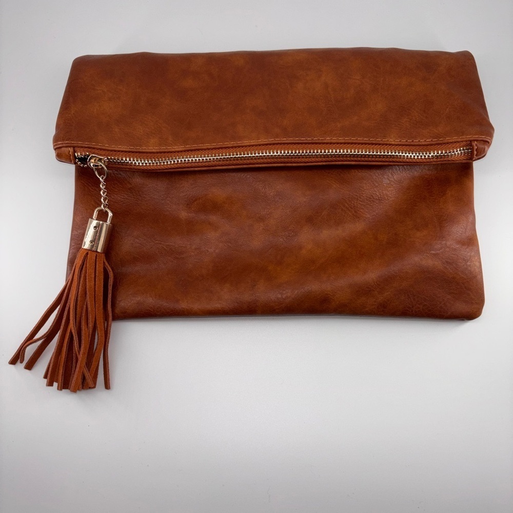 Shiraleah Faux Leather Verena Zip Fold Clutch Bag With Tassel